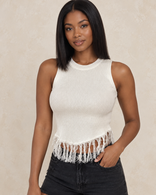 Ivory Luxe Fringe Crop Top from Tulley's Boutique