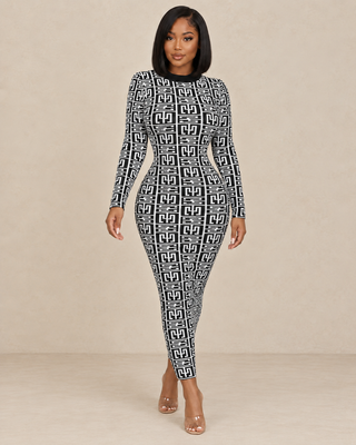 No Competition Black & White Sweater Dress