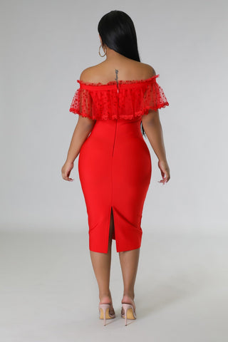 Lady Luxe Off - Shoulder Bandage Dress - Tulleys Boutique