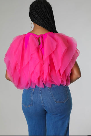 Blush Drama Cropped Tulle Top