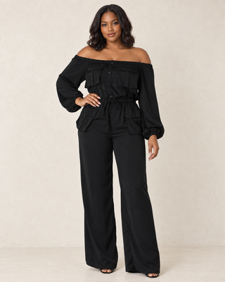 Midnight Elegance Satin Jumpsuit from Tulley's Boutique