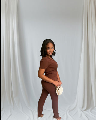 Espresso V-neck Sweater Set