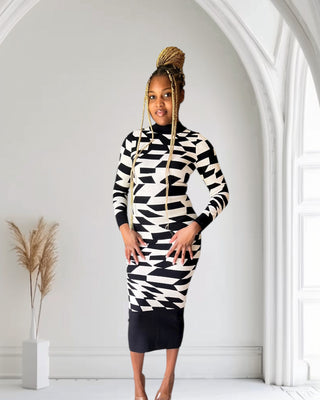 Monochrome Motion Maxi Dress - Tulleys Boutique