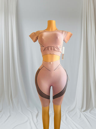 CONTOUR SCULPT Two-Piece Biker Set - Dusty Rose