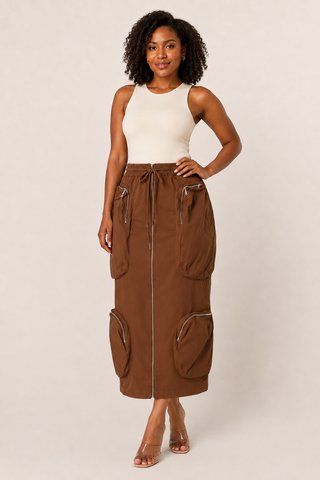 Utility Chic High Waist Cargo Skirt