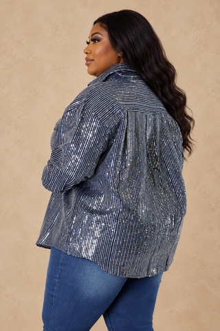 Plus Size Stardust Sequin Denim Blouse