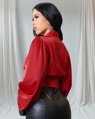 Luxe Satin Balloon Sleeve Blouse