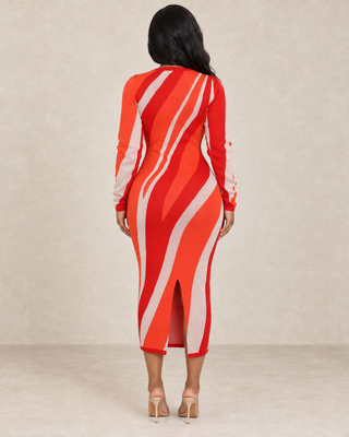 Sunset Wave Knitted Midi Dress