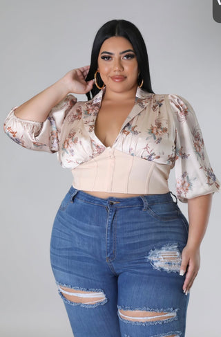 Bloom & Grace Satin Corset Blouse