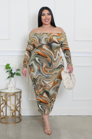 Molten Muse Off - Shoulder Maxi Dress - Tulleys Boutique