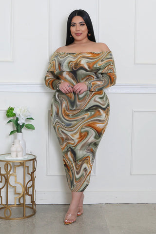 Molten Muse Off - Shoulder Maxi Dress - Tulleys Boutique