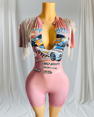 Pink Paradise Graphic Bodycon Romper | Elevate Your Streetwear Game