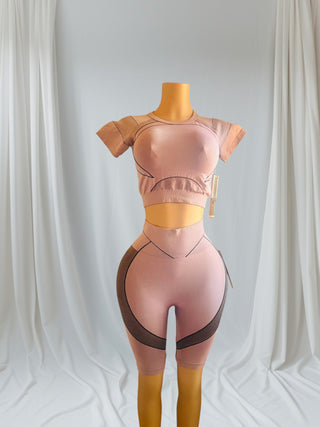CONTOUR SCULPT Two-Piece Biker Set - Dusty Rose