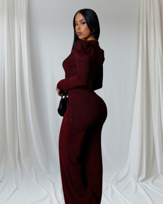 She’s Ready Burgundy Sparkle Wide Leg Jumpsuit
