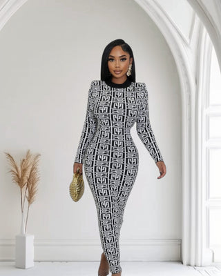 No Competition Black & White Sweater Dress
