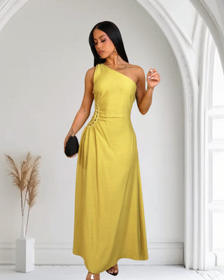 Touch of Elegance One Shoulder Maxi Dress