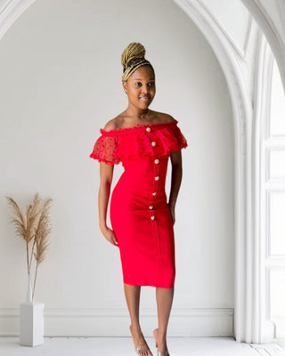 Lady Luxe Off - Shoulder Bandage Dress - Tulleys Boutique