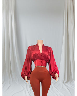 Luxe Satin Balloon Sleeve Blouse