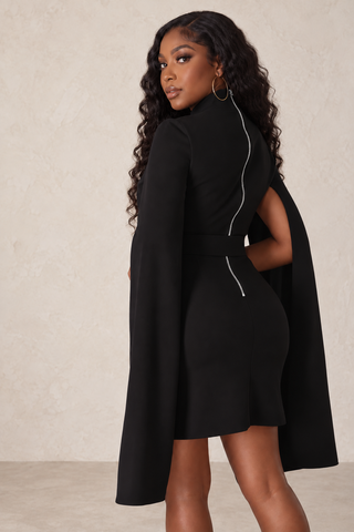 Elegance Flow Black Belted Sleeve Dress – alternate view 3