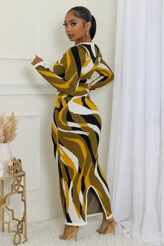 Golden Swirl Elegance Dress