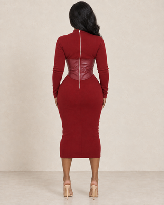 Ruby Reign Corset Midi Dress
