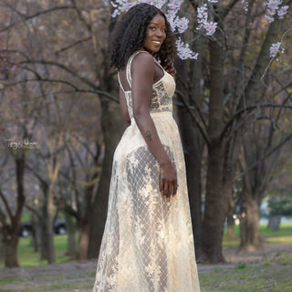 Champagne Romance Lace Maxi Dress