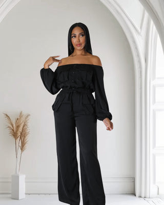 MIDNIGHT ELEGANCE SATIN JUMPSUIT | Effortless Sophistication