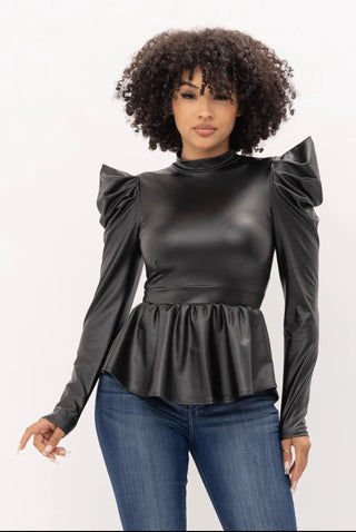 Black Edgy Elegance Peplum Top