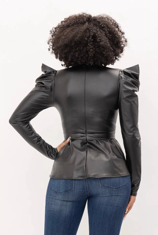 Black Edgy Elegance Peplum Top