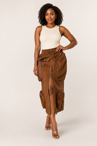 Utility Chic High Waist Cargo Skirt