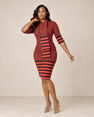 The Crimson Stripes Chic Dress