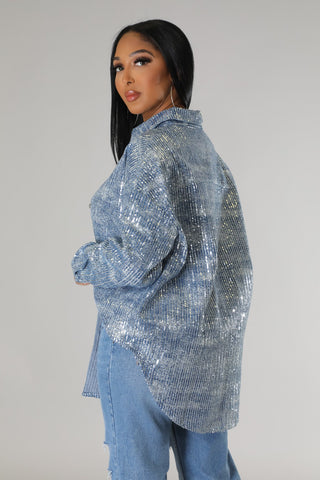 Silver Starlight Sequin Tunic Shirt