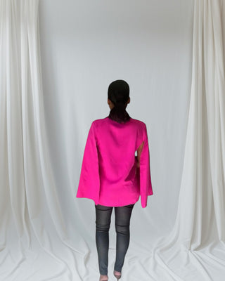 BOLD STATEMENT CAPE BLAZER | COMMAND ATTENTION IN VIBRANT FUCHSIA
