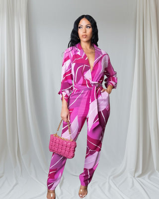 Pink Collared Jumpsuit