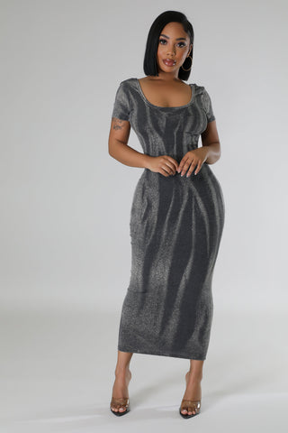 Boutique open back midi dress front view