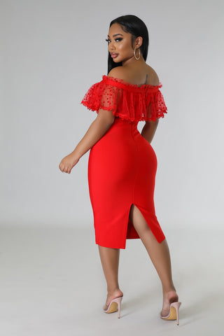 Lady Luxe Off - Shoulder Bandage Dress - Tulleys Boutique