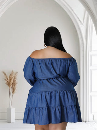 Tee Off the Shoulder Denim Summer Dress