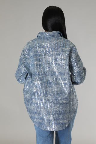 Silver Starlight Sequin Tunic Shirt