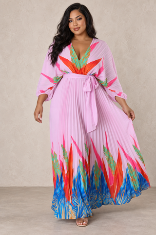 Paradise Pleats Tie-Waist Maxi Dress – Tulleys Boutique