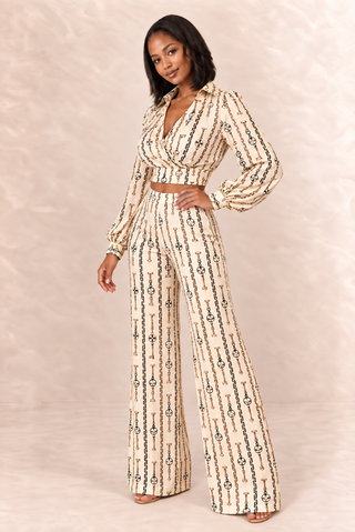 Ivory Key & Chain Wide-Leg Two-Piece Pant Set – alternate view 4