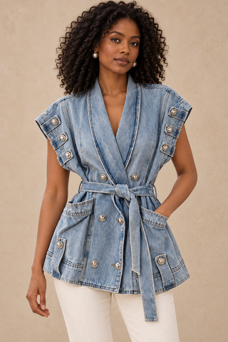 Denim Command Belted Vest Top
