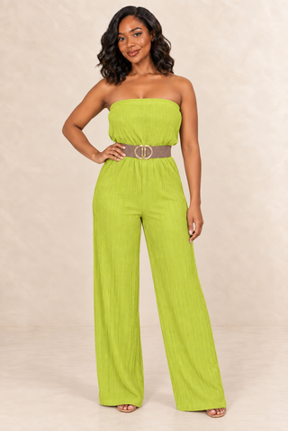 Lime Luxe Strapless Wide Leg Jumpsuit from Tulley's Boutique