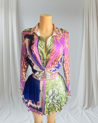 Lavish Print Mini Skirt Set