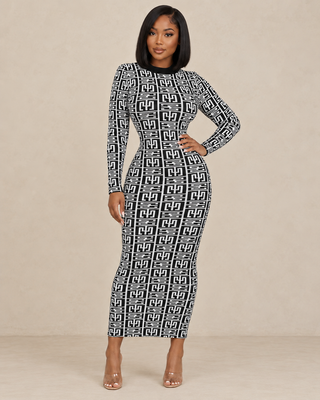No Competition Black & White Sweater Dress