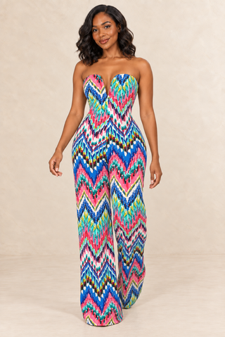 Colorful Strapless Wide-Leg Jumpsuit – alternate view 3