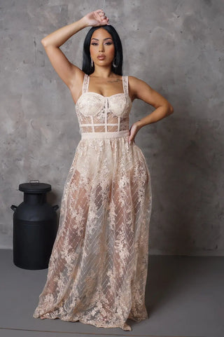 Cinderella Meshed Embroidery Maxi Dress - Tulleys Boutique