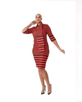 Crimson Stripes Chic Dress Tulleys Boutique