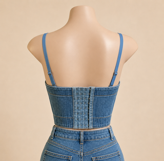 The Jewel Drip Denim Corset Top