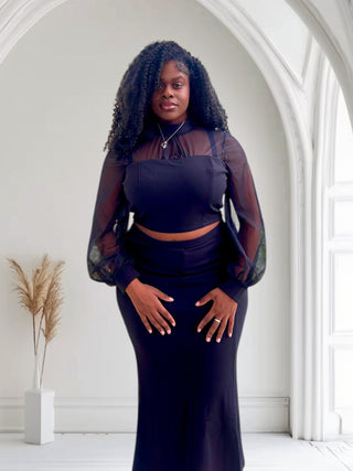 Midnight Allure Mesh Skirt Set - Tulleys Boutique