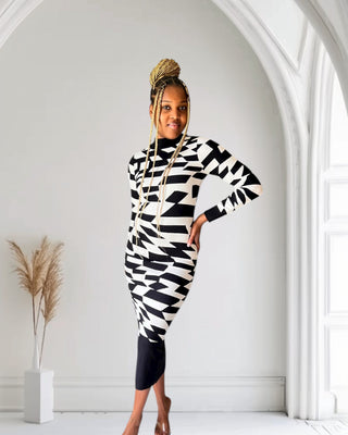 Monochrome Motion Maxi Dress - Tulleys Boutique